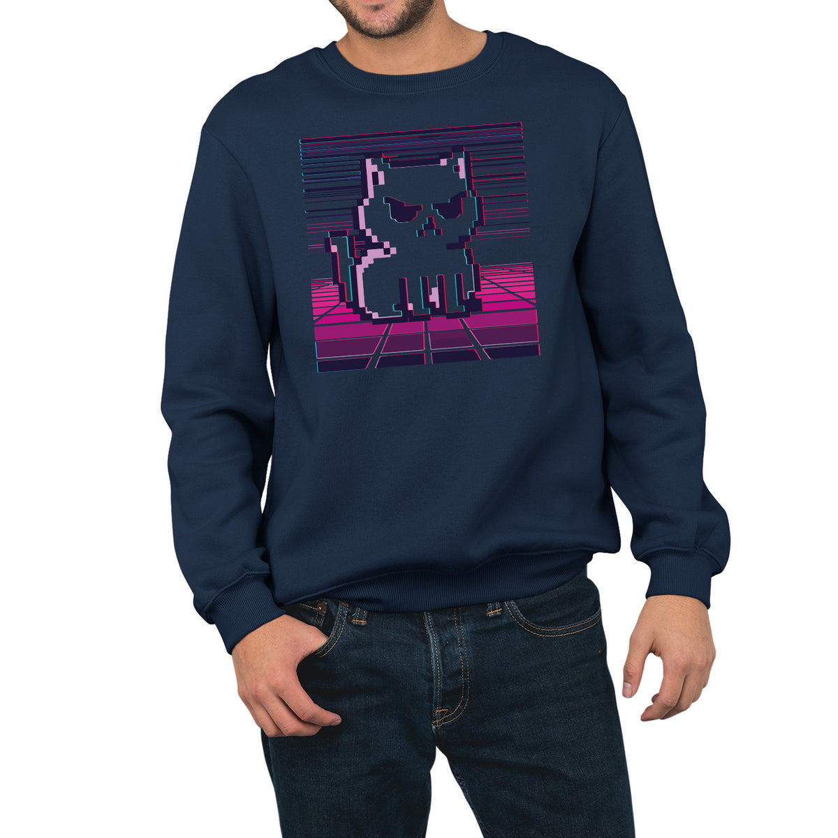 Retro Grumpy Cat| Unisex Adult Sweatshirt | Premium Halloween Clothing
