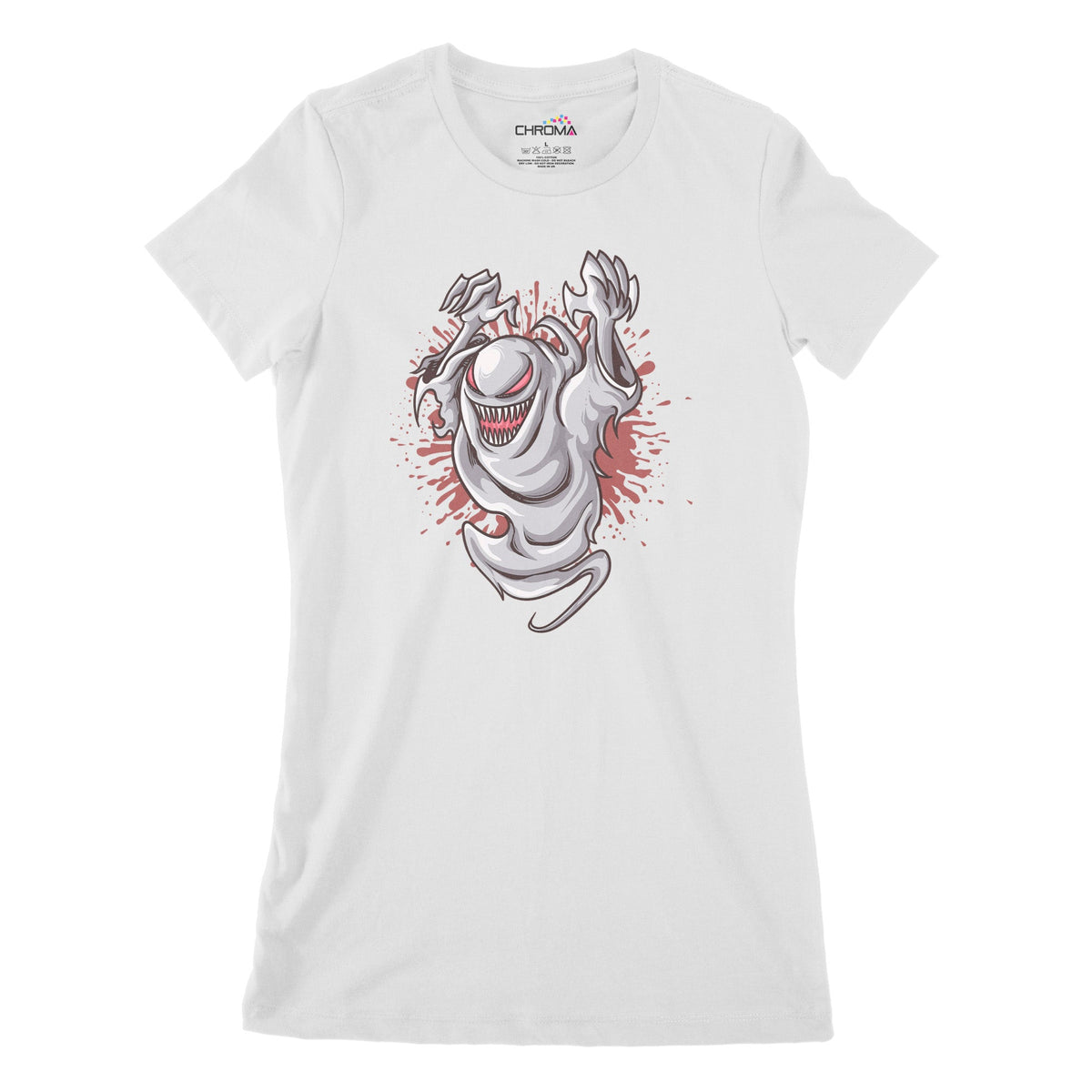 Classic Ghost Women's Classic Fitted T-Shirt | Premium Halloween Cloth Chroma Clothing