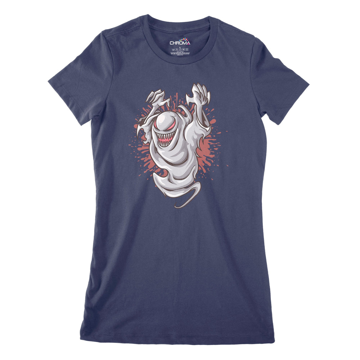 Classic Ghost Women's Classic Fitted T-Shirt | Premium Halloween Cloth Chroma Clothing