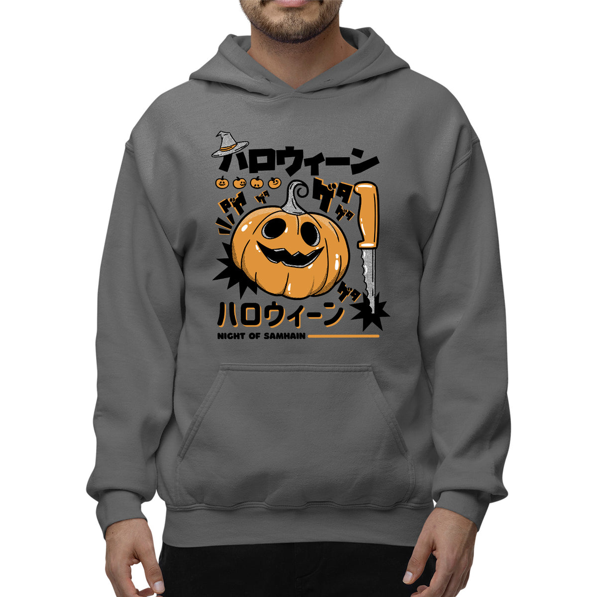 Anime Pumpkin Adult Pullover Hoodie | Premium Halloween Clothing