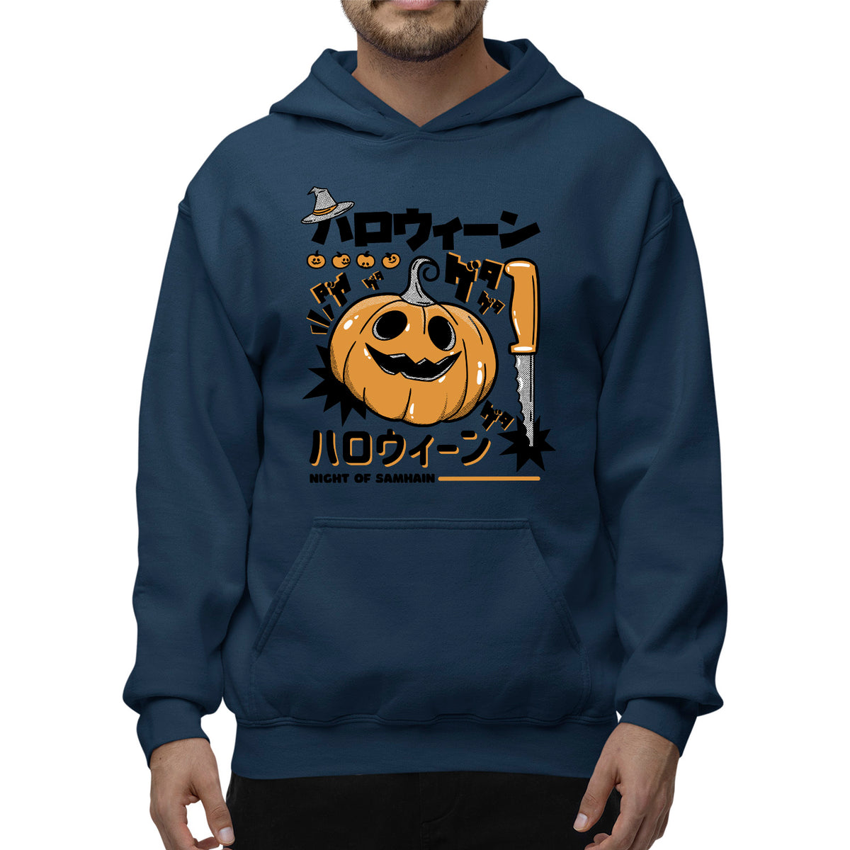 Anime Pumpkin Adult Pullover Hoodie | Premium Halloween Clothing