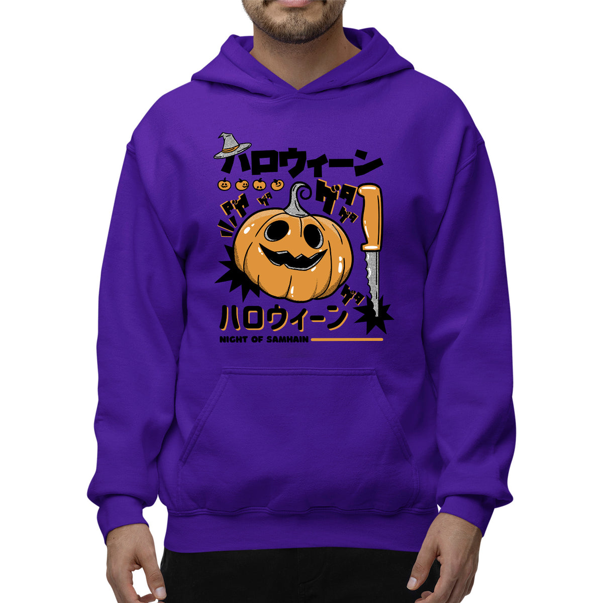 Anime Pumpkin Adult Pullover Hoodie | Premium Halloween Clothing