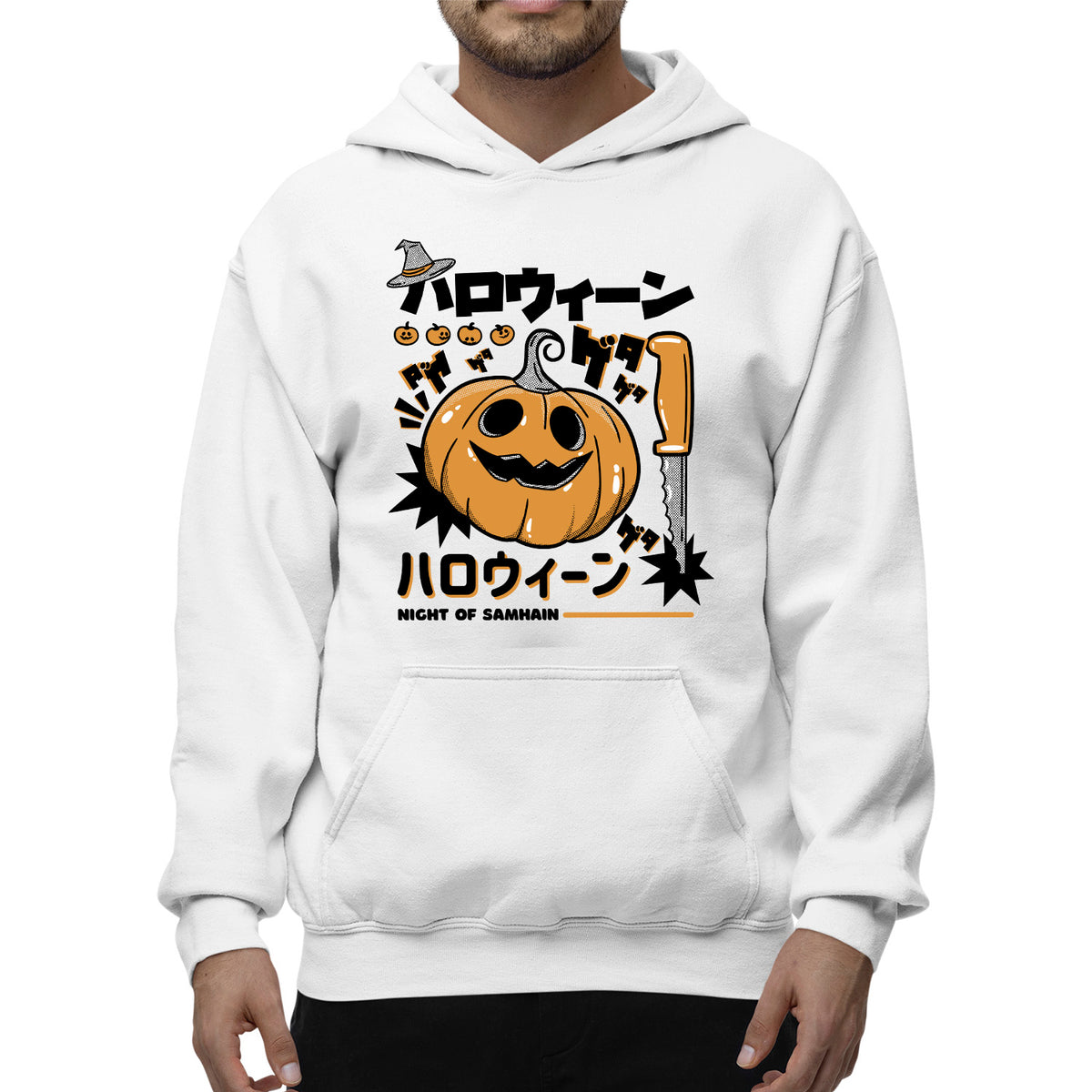 Anime Pumpkin Adult Pullover Hoodie | Premium Halloween Clothing