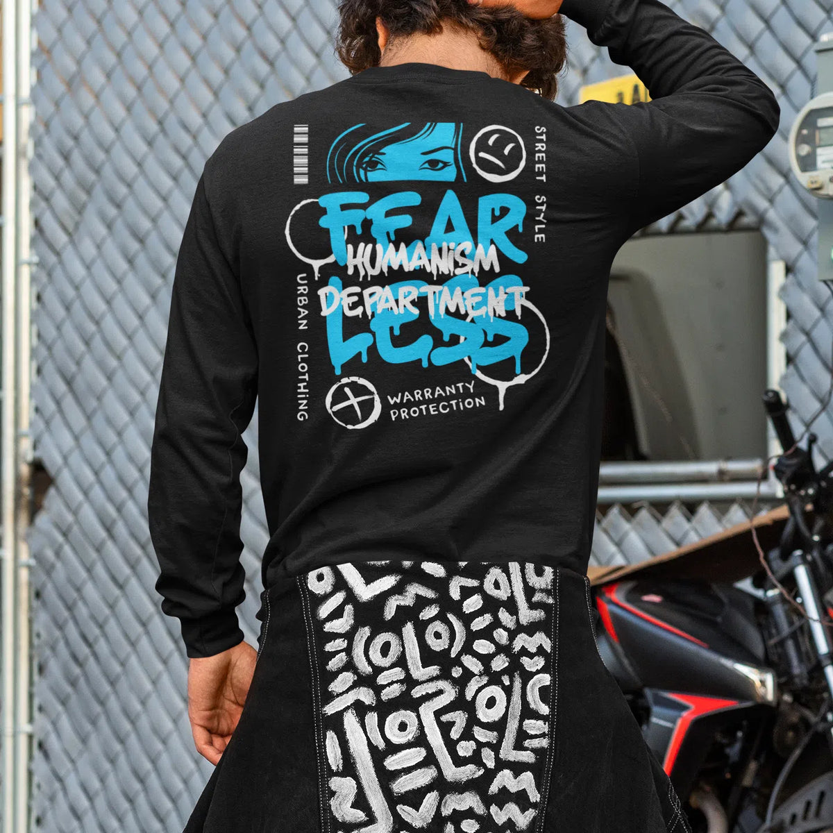 Fear Less | Dual Print | Long-Sleeve T-Shirt | Premium Quality Streetw Chroma Clothing