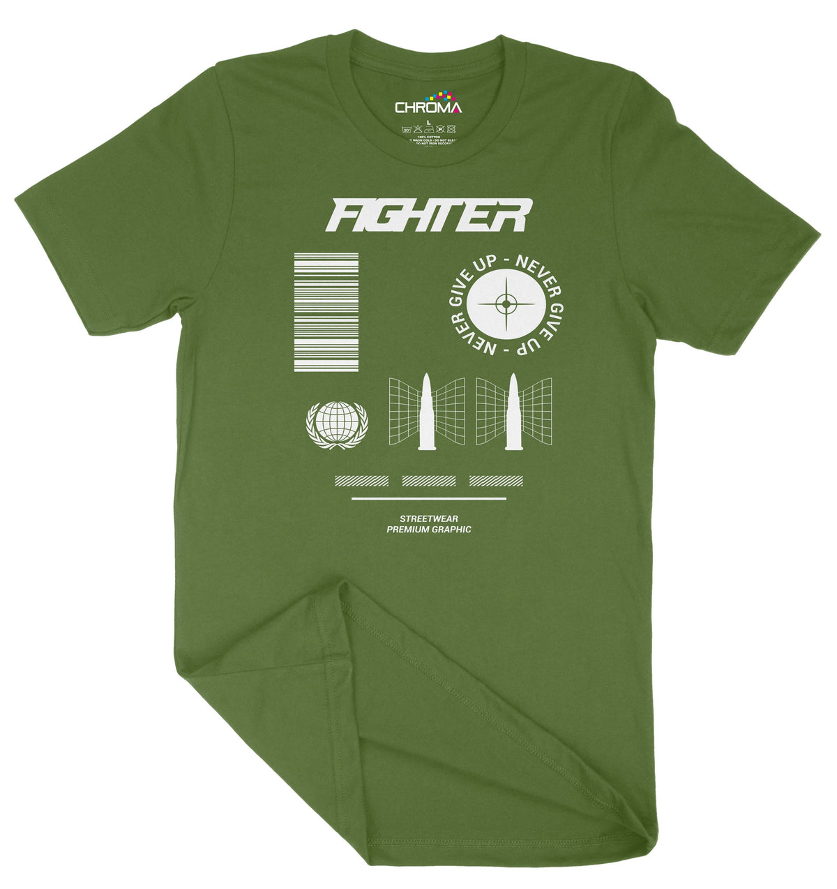 Fighter Never Give Up Unisex Adult T-Shirt | Premium Quality Streetwea Chroma Clothing