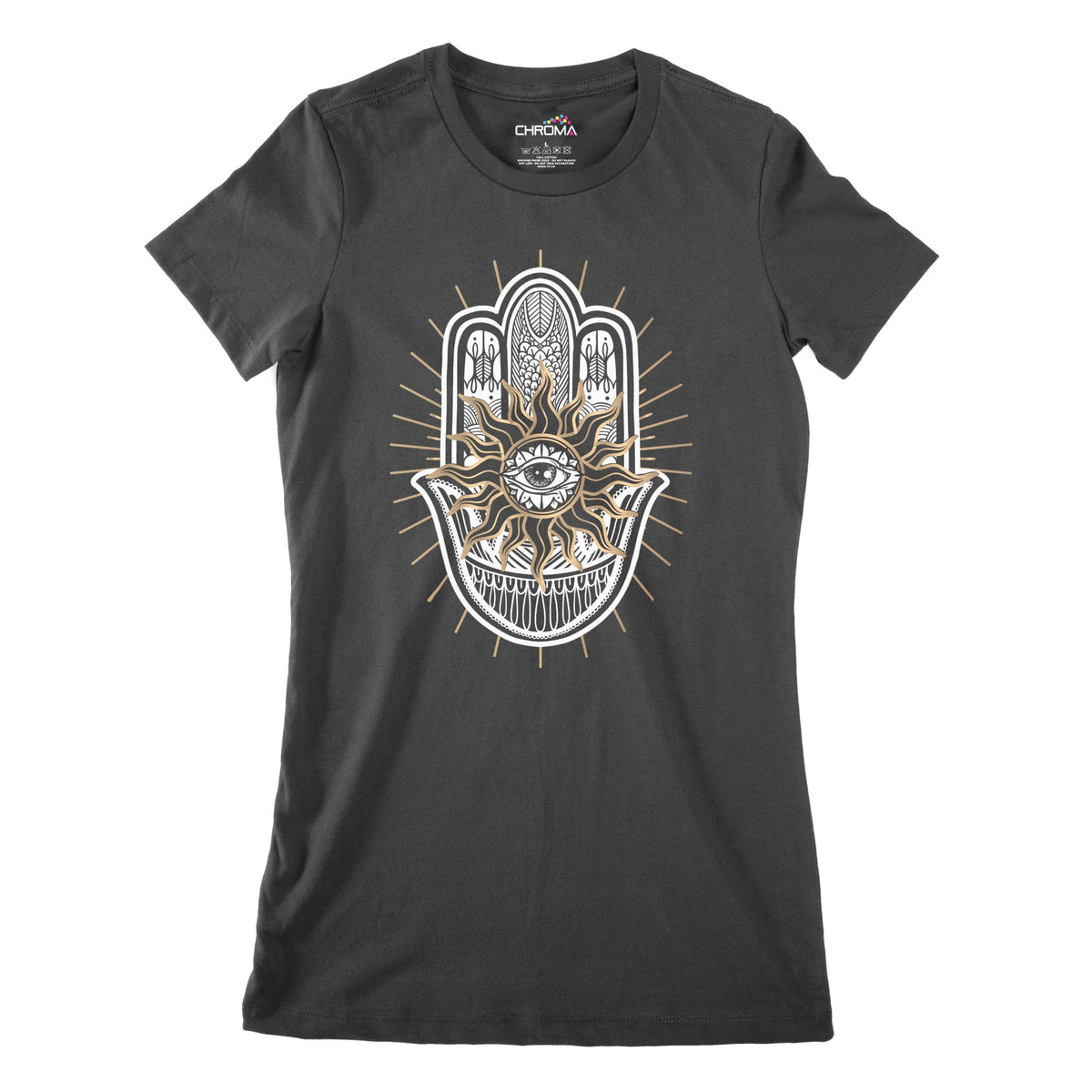 Hamsa Hand Evil Eye Women's Classic Fitted T-Shirt Chroma Clothing