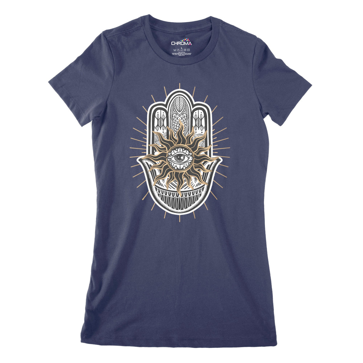 Hamsa Hand Evil Eye Women's Classic Fitted T-Shirt Chroma Clothing