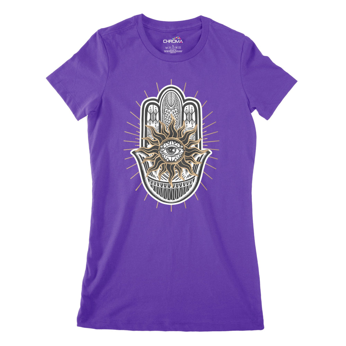 Hamsa Hand Evil Eye Women's Classic Fitted T-Shirt Chroma Clothing