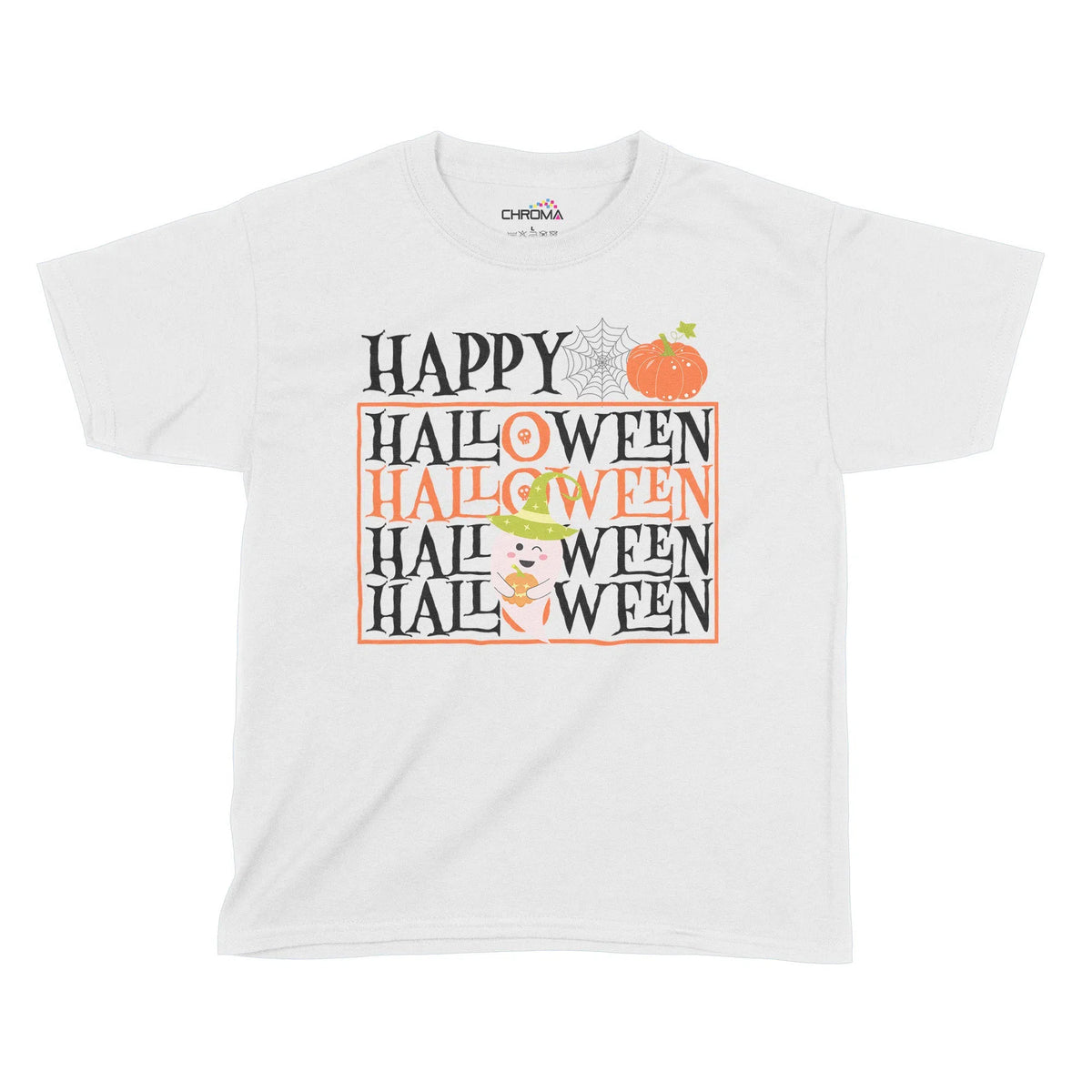 Happy Halloween Pumpkin Kids T-Shirt | Premium Halloween Clothing Chroma Clothing