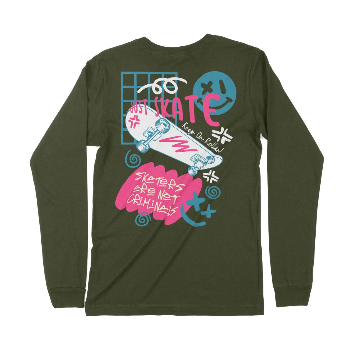 Just Skate | Dual Print | Long-Sleeve T-Shirt | Premium Quality Street Chroma Clothing