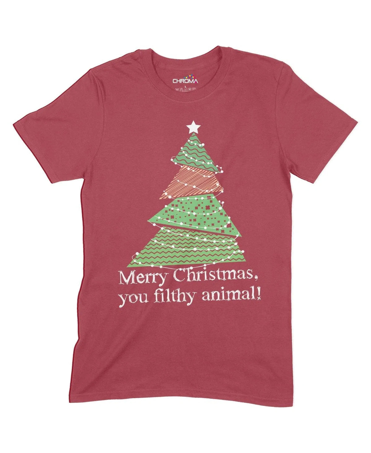 Merry Christmas You Filthy Animal Unisex Adult T-Shirt Chroma Clothing