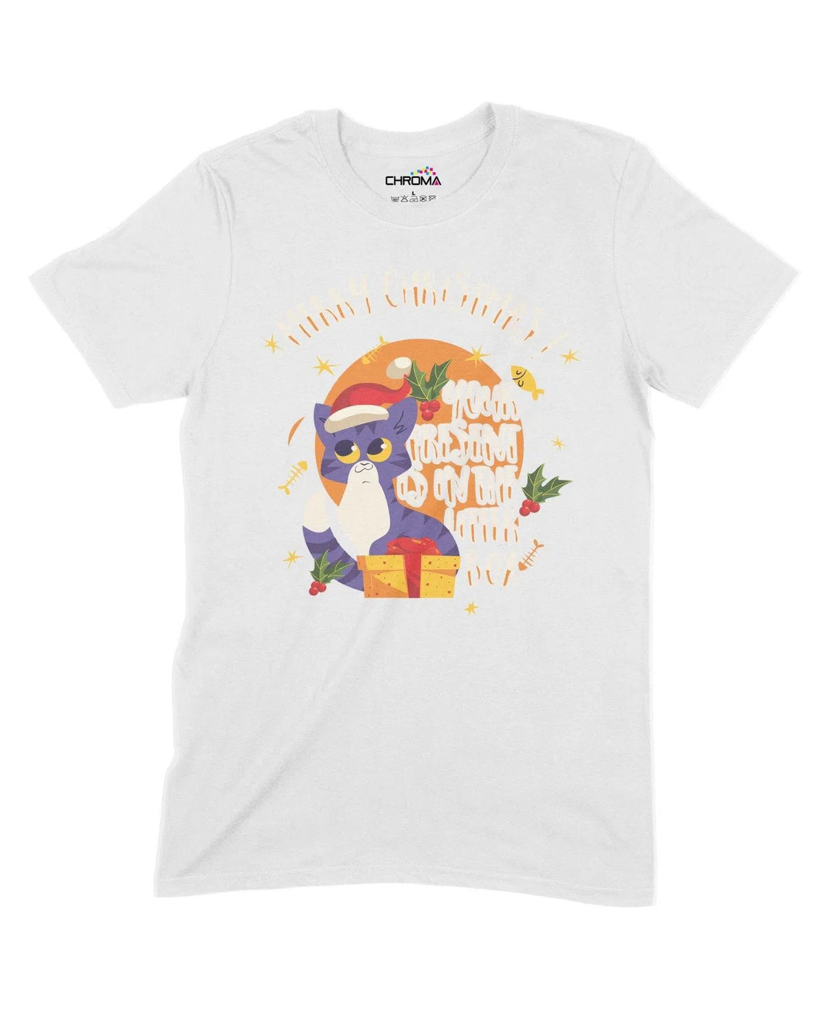 Merry Christmas, Your Present Is In The Litter Box Unisex Adult T-Shir Chroma Clothing