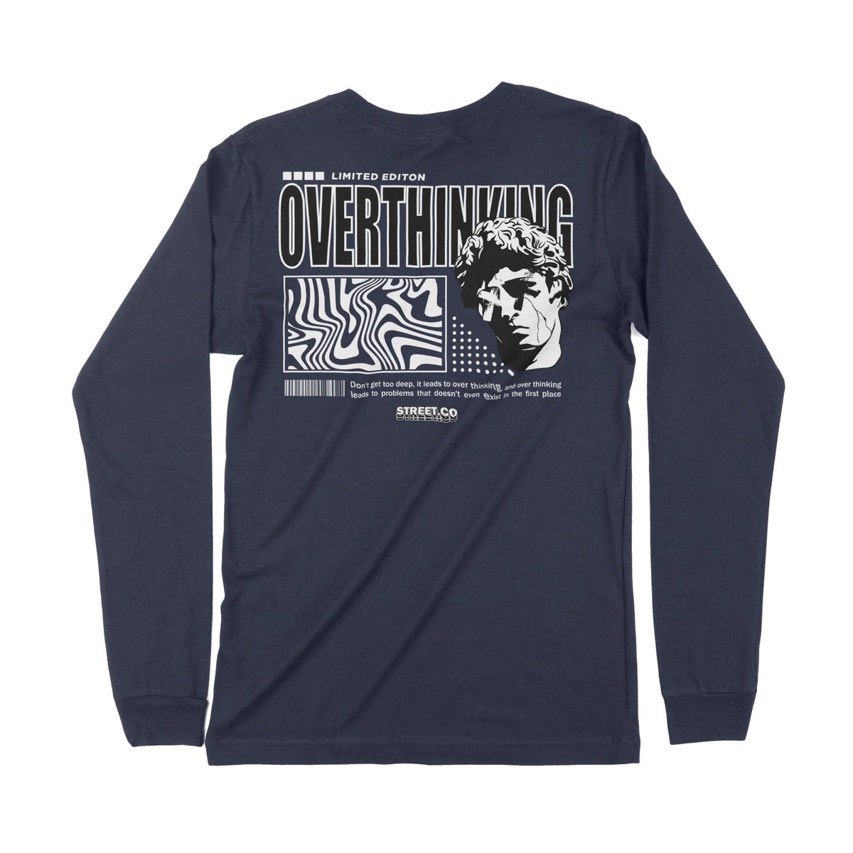 Overthinking | Back Print | Long-Sleeve T-Shirt | Premium Quality Stre Chroma Clothing