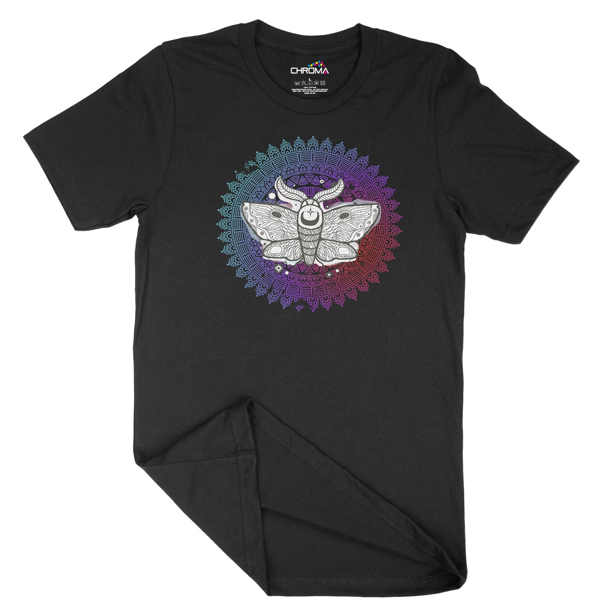 Psycedelic Moth Unisex Adult T-Shirt Chroma Clothing