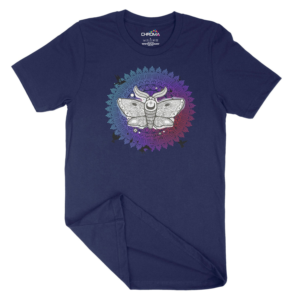 Psycedelic Moth Unisex Adult T-Shirt Chroma Clothing