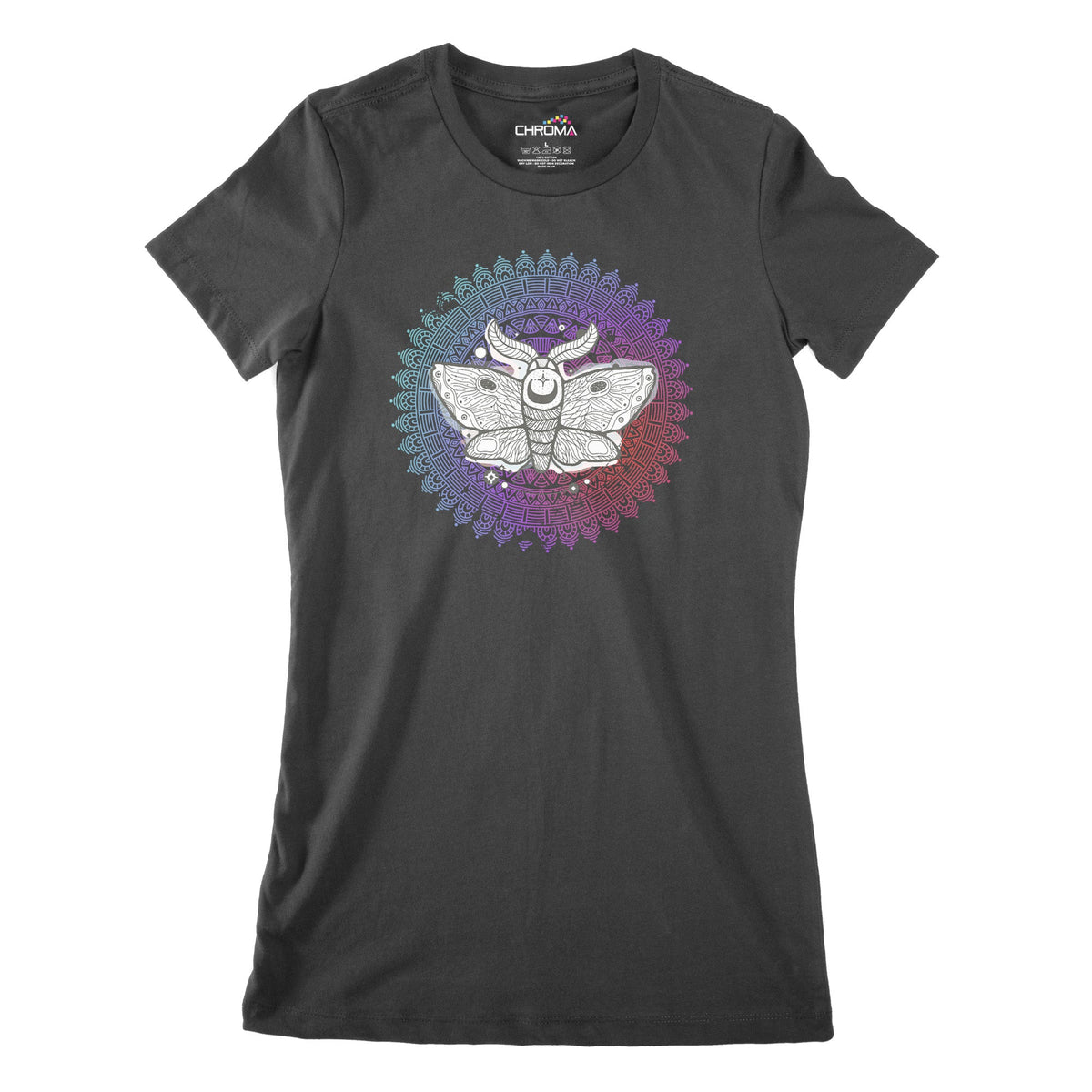 Psycedelic Moth Women's Classic Fitted T-Shirt Chroma Clothing