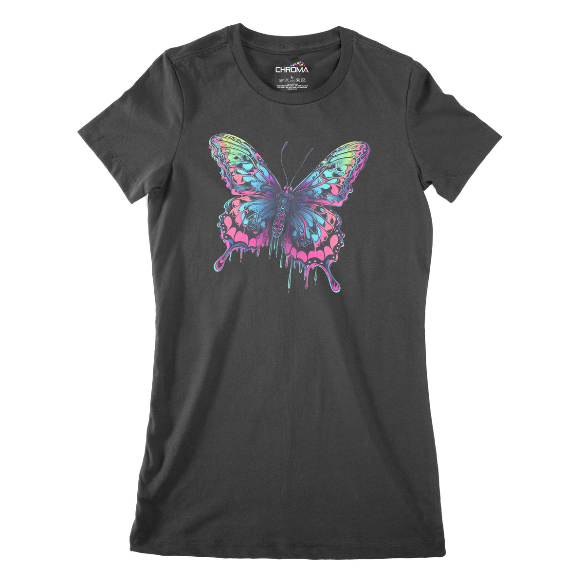 Psychedelic Butterfly Women's Classic Fitted T-Shirt Chroma Clothing