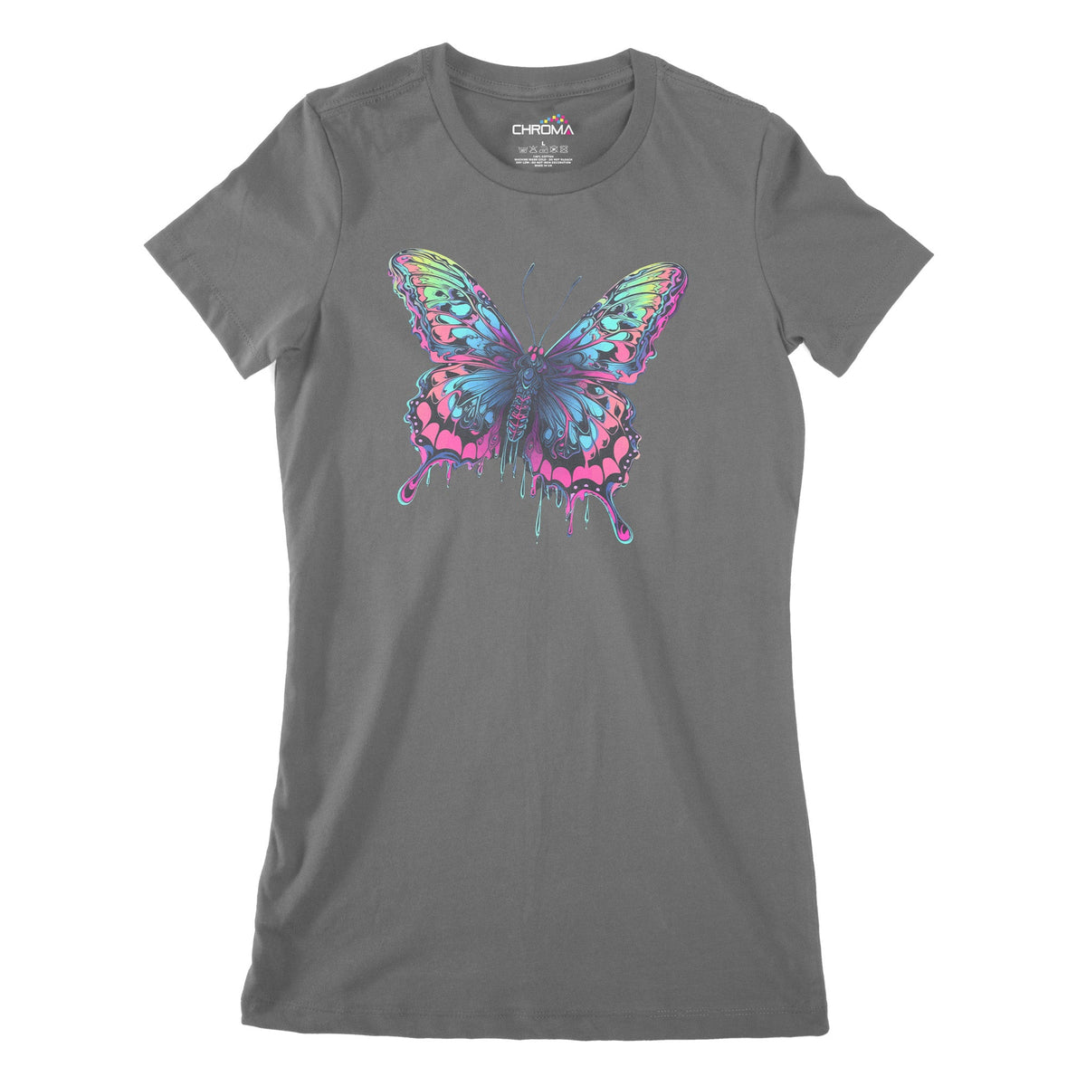 Psychedelic Butterfly Women's Classic Fitted T-Shirt Chroma Clothing