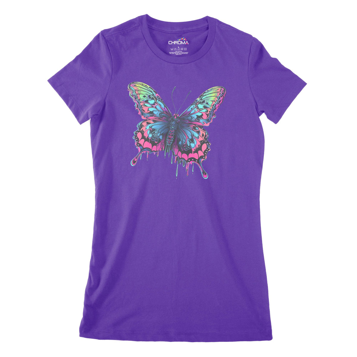 Psychedelic Butterfly Women's Classic Fitted T-Shirt Chroma Clothing