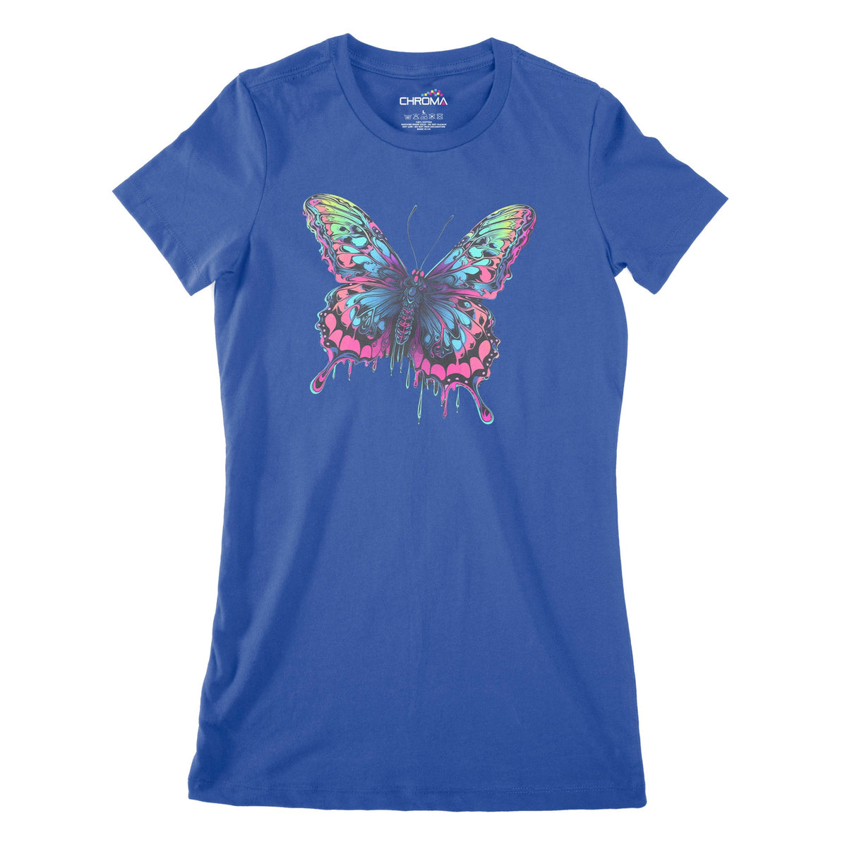 Psychedelic Butterfly Women's Classic Fitted T-Shirt Chroma Clothing