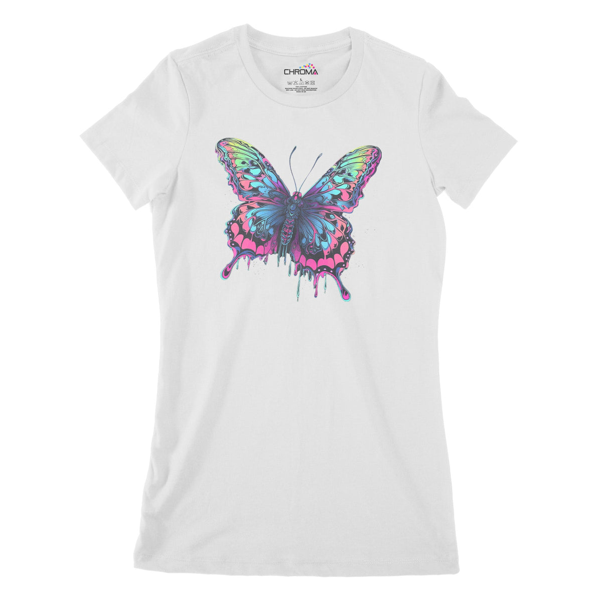 Psychedelic Butterfly Women's Classic Fitted T-Shirt Chroma Clothing