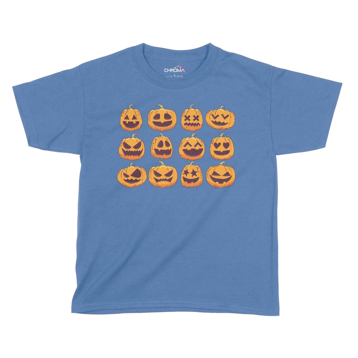 Pumpkin Faces Halloween Kids T-Shirt | Premium Halloween Clothing Chroma Clothing