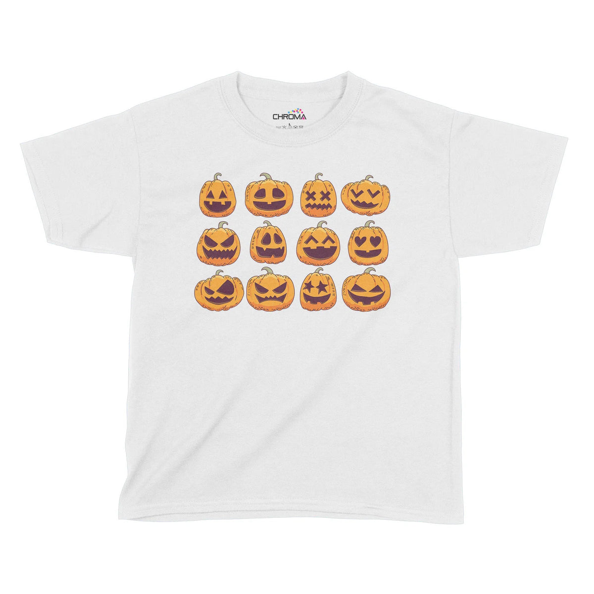 Pumpkin Faces Halloween Kids T-Shirt | Premium Halloween Clothing Chroma Clothing