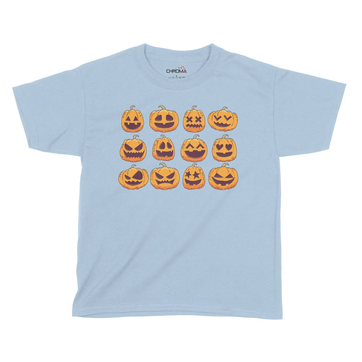 Pumpkin Faces Halloween Kids T-Shirt | Premium Halloween Clothing Chroma Clothing