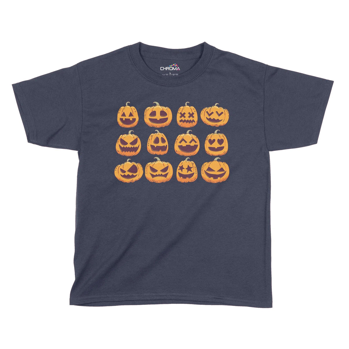 Pumpkin Faces Halloween Kids T-Shirt | Premium Halloween Clothing Chroma Clothing