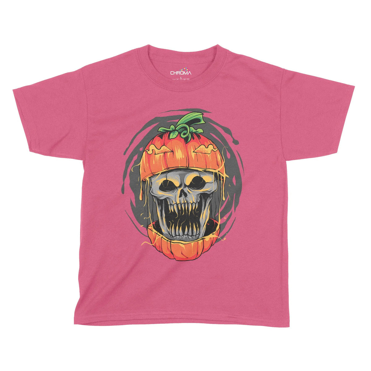 Pumpkin Skull Halloween Kids T-Shirt | Premium Halloween Clothing Chroma Clothing