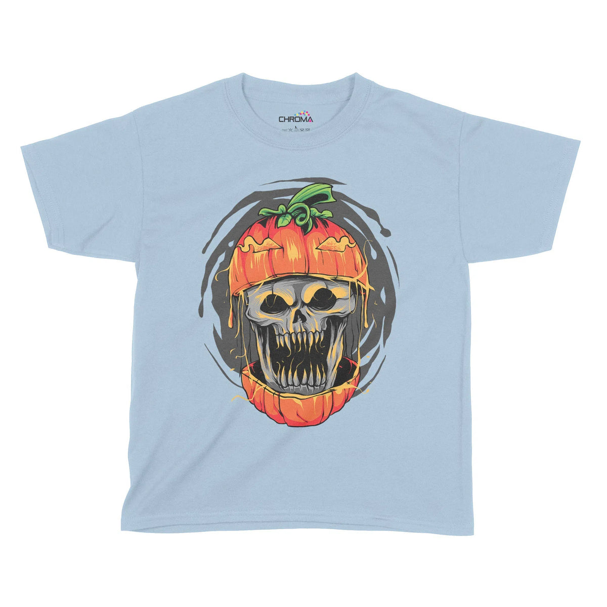 Pumpkin Skull Halloween Kids T-Shirt | Premium Halloween Clothing Chroma Clothing