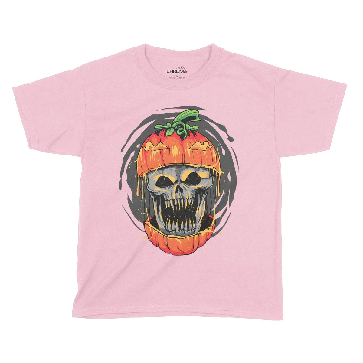Pumpkin Skull Halloween Kids T-Shirt | Premium Halloween Clothing Chroma Clothing