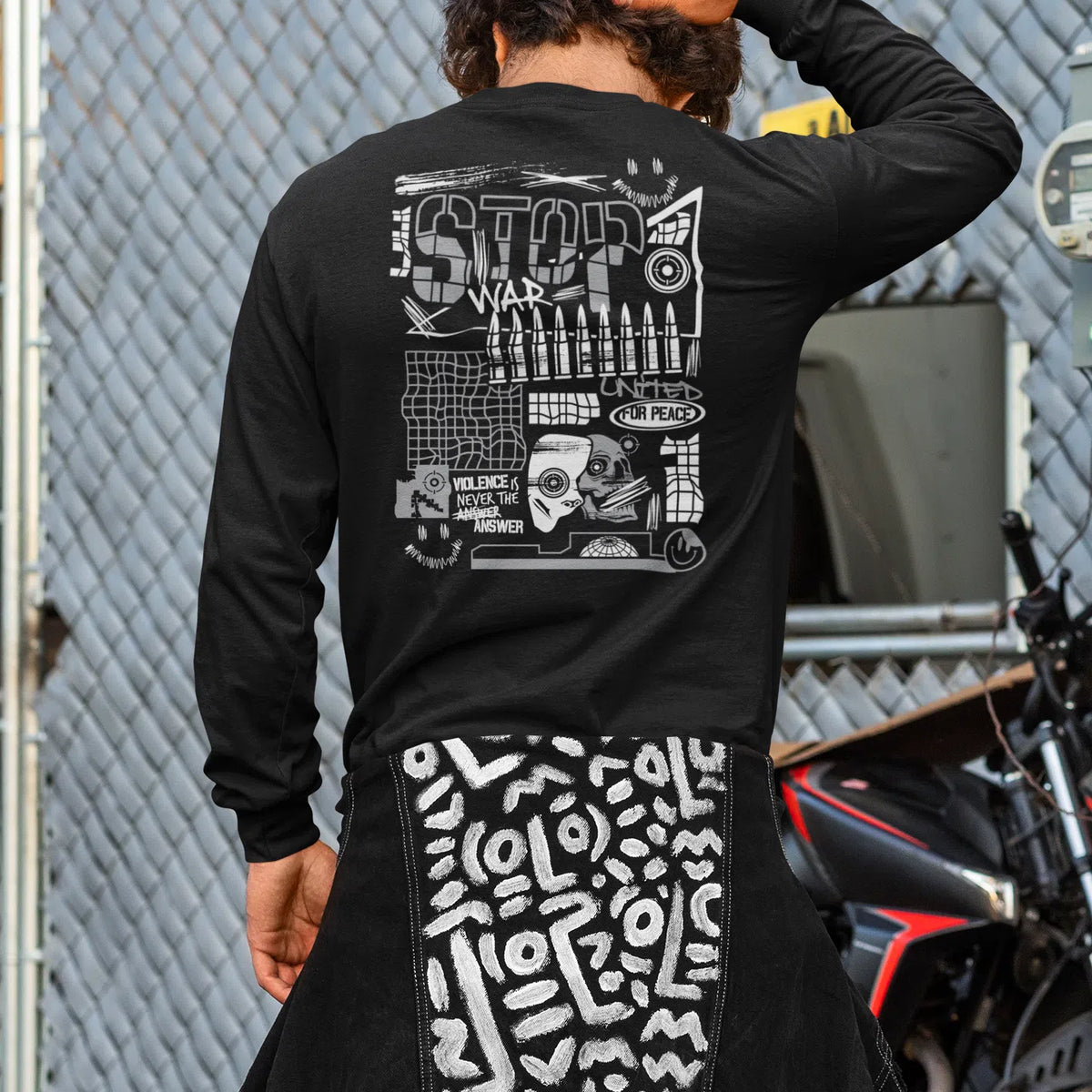 Stop Wars | Dual Print | Long-Sleeve T-Shirt | Premium Quality Streetw Chroma Clothing