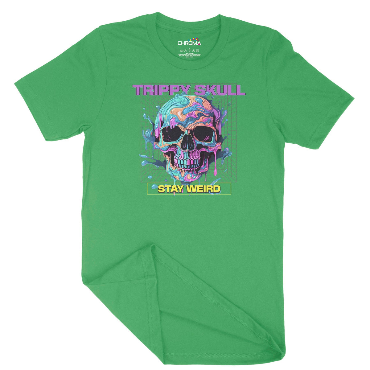 Trippy Skull Stay Weird Unisex Adult T-Shirt Chroma Clothing