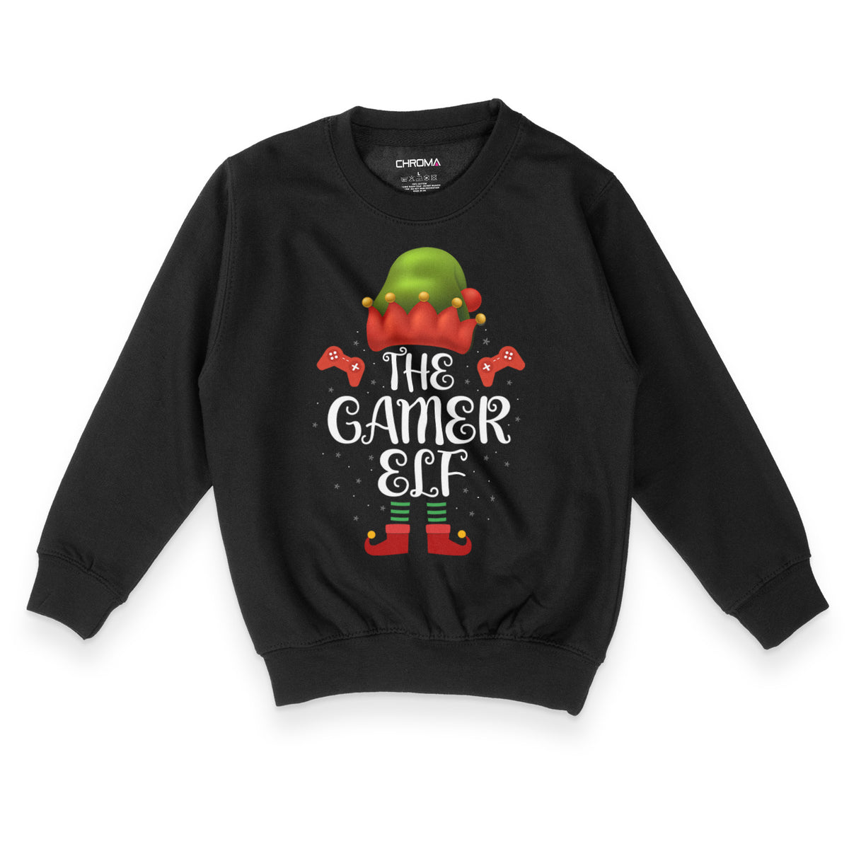 Gamer Elf Festive Fun | Kid's Christmas Sweatshirt Chroma Clothing