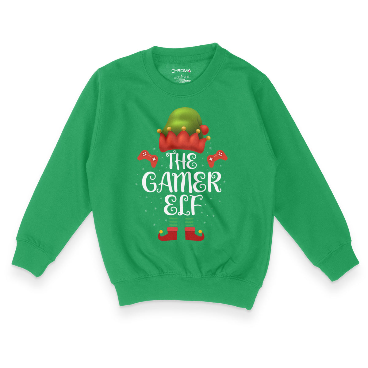 Gamer Elf Festive Fun | Kid's Christmas Sweatshirt Chroma Clothing