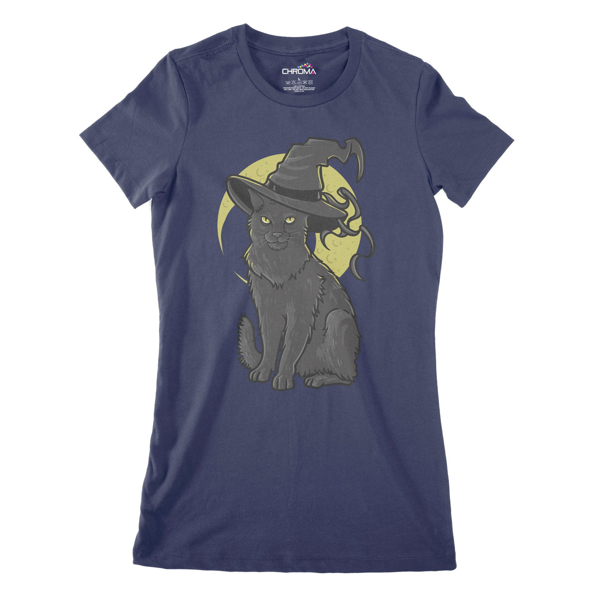 Wizard Cat Women's Classic Fitted T-Shirt | Premium Halloween Clothing Chroma Clothing