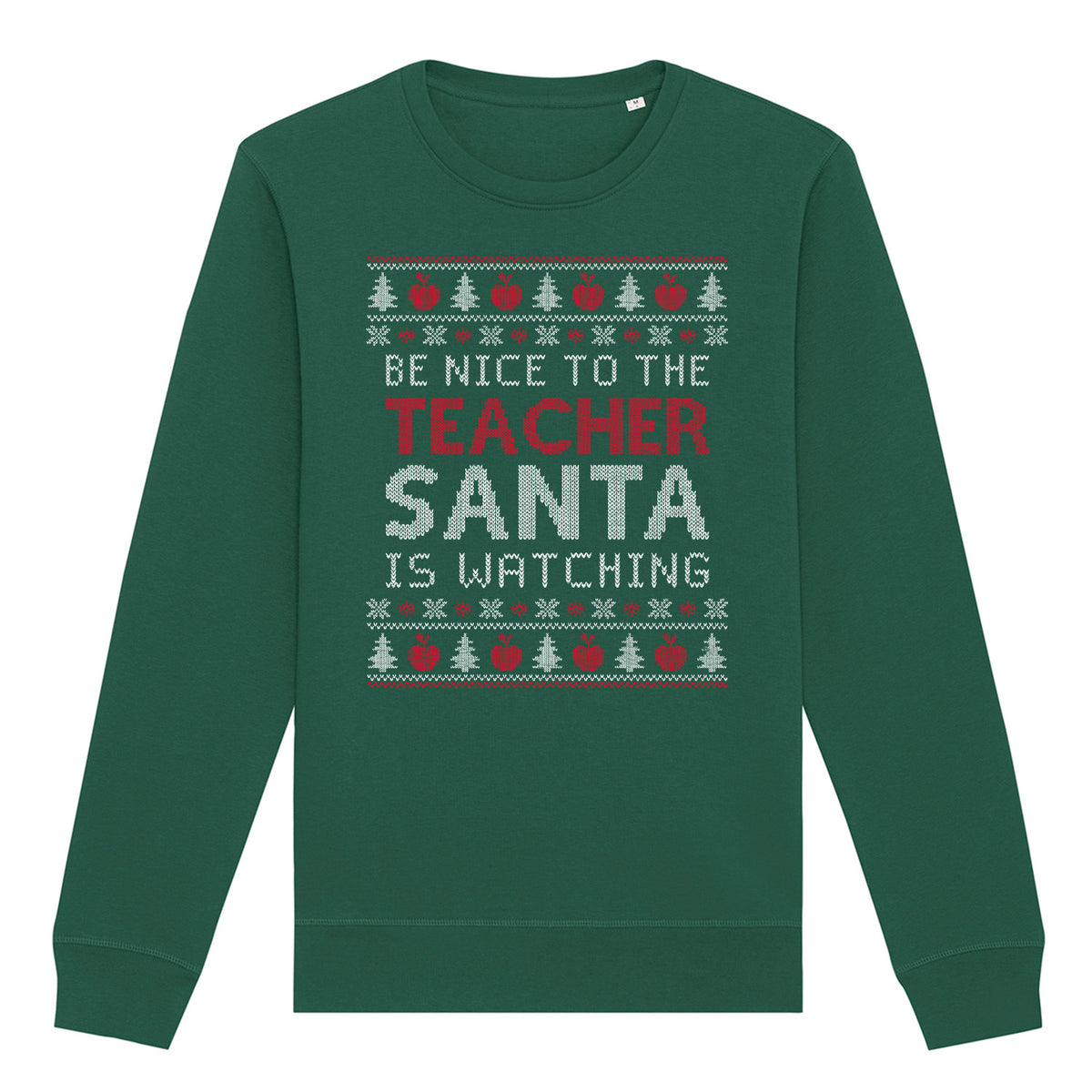Be Nice To Teacher Santa Is Watching | Vintage Rocker Sweatshirt