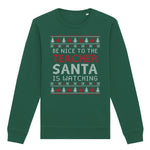 Be Nice To Teacher Santa Is Watching | Vintage Rocker Sweatshirt