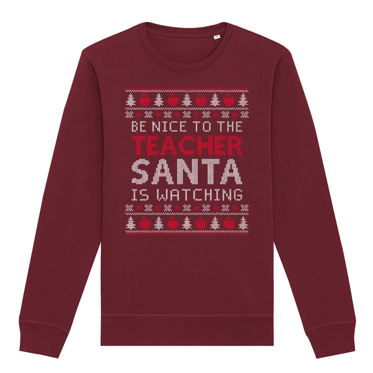 Be Nice To Teacher Santa Is Watching | Vintage Rocker Sweatshirt