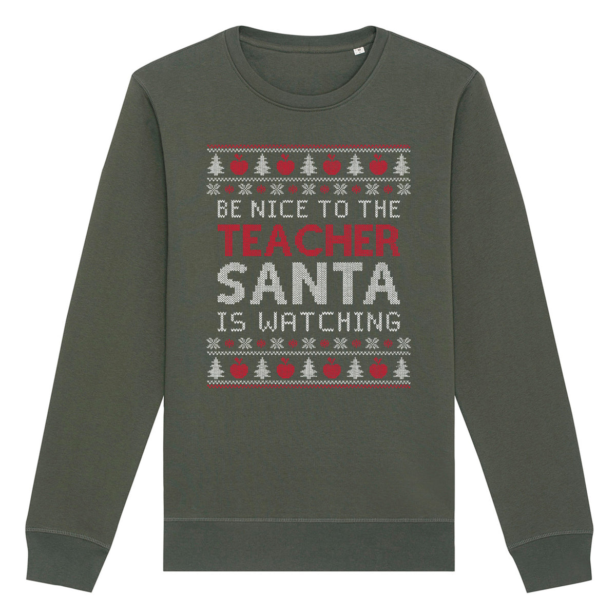 Be Nice To Teacher Santa Is Watching | Vintage Rocker Sweatshirt