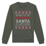 Be Nice To Teacher Santa Is Watching | Vintage Rocker Sweatshirt