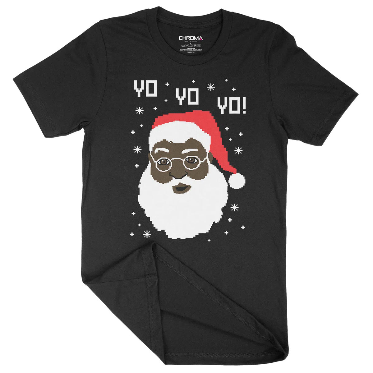 Yo Yo Yo Black Santa Festive Fun | Unisex Christmas T-Shirt Chroma Clothing