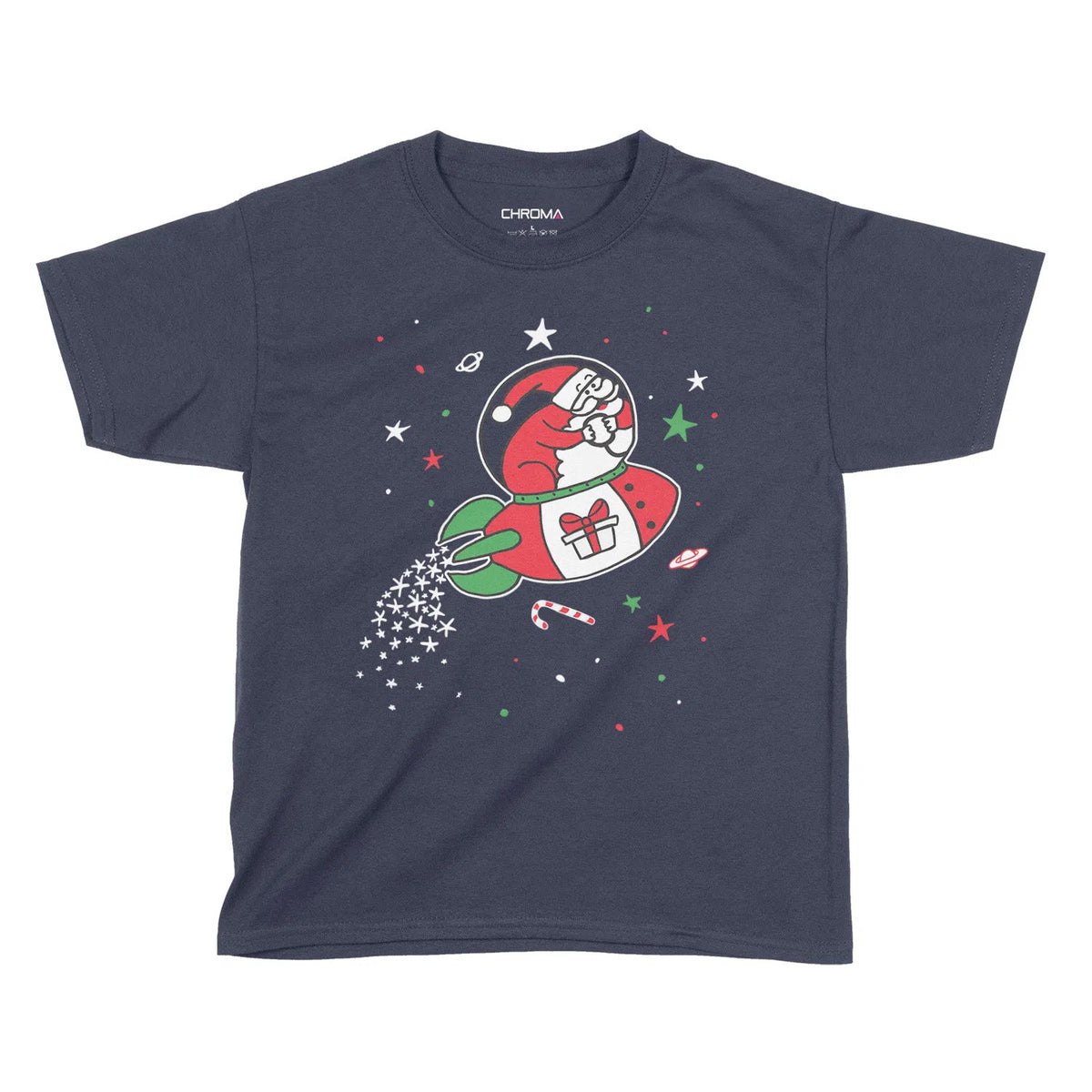 Santa Rocketship | Kids Christmas T-Shirt Chroma Clothing