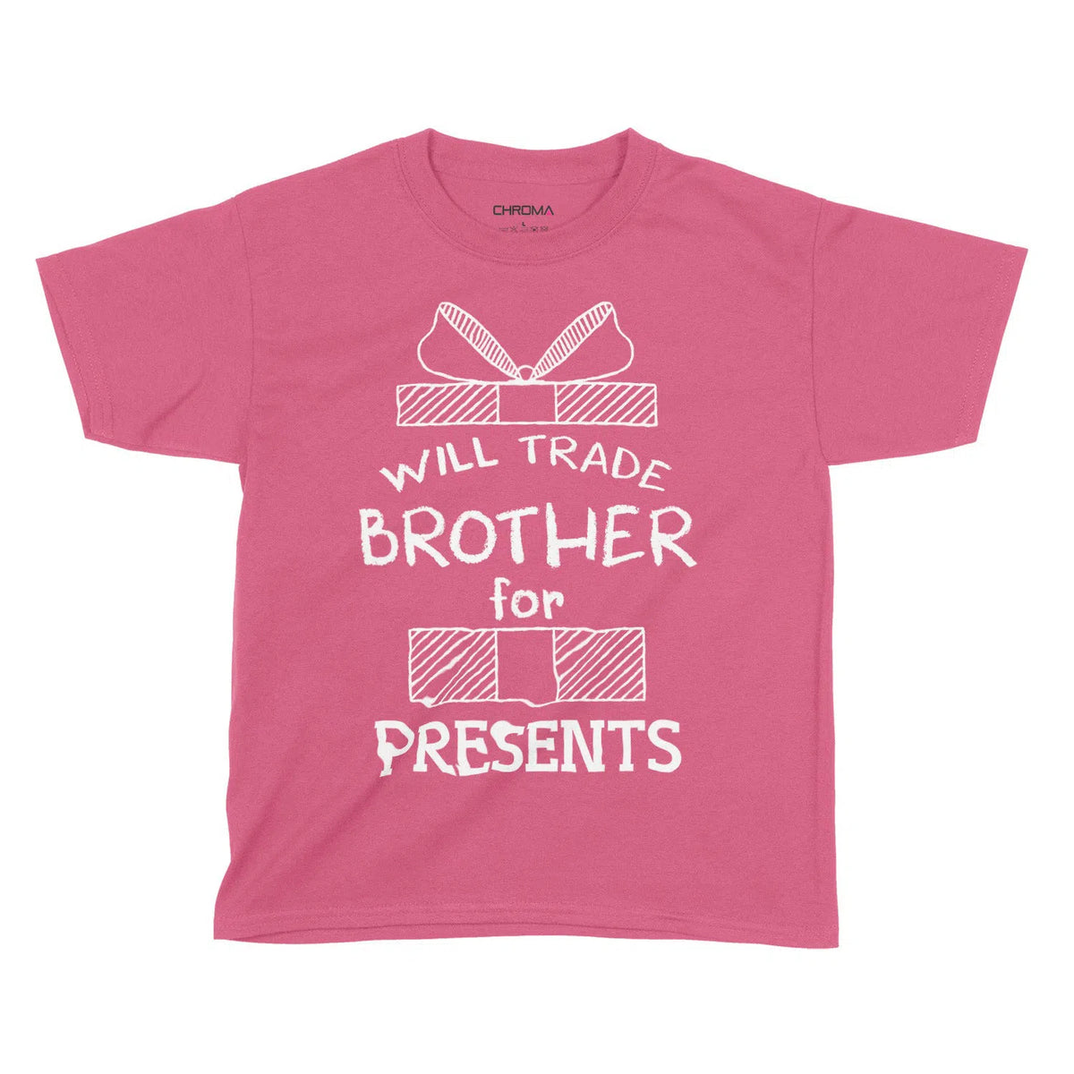 Will Trade Brother For Presents | Kids Christmas T-Shirt Chroma Clothing