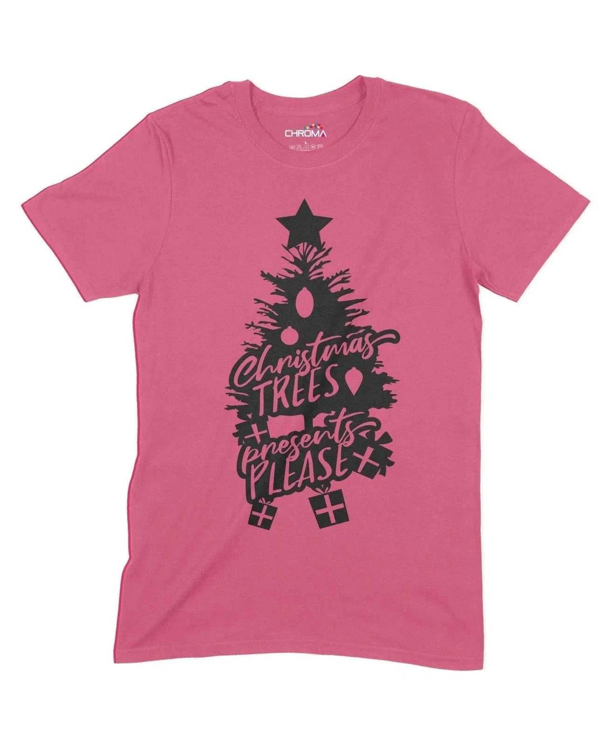 Christmas Tree Presents Please Unisex Adult T-Shirt Chroma Clothing
