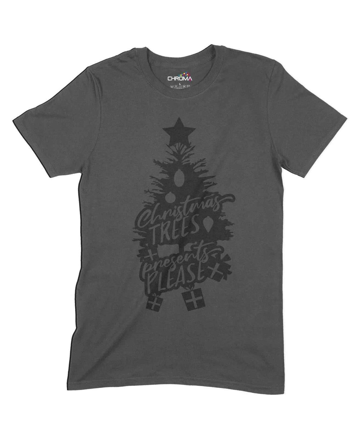 Christmas Tree Presents Please Unisex Adult T-Shirt Chroma Clothing