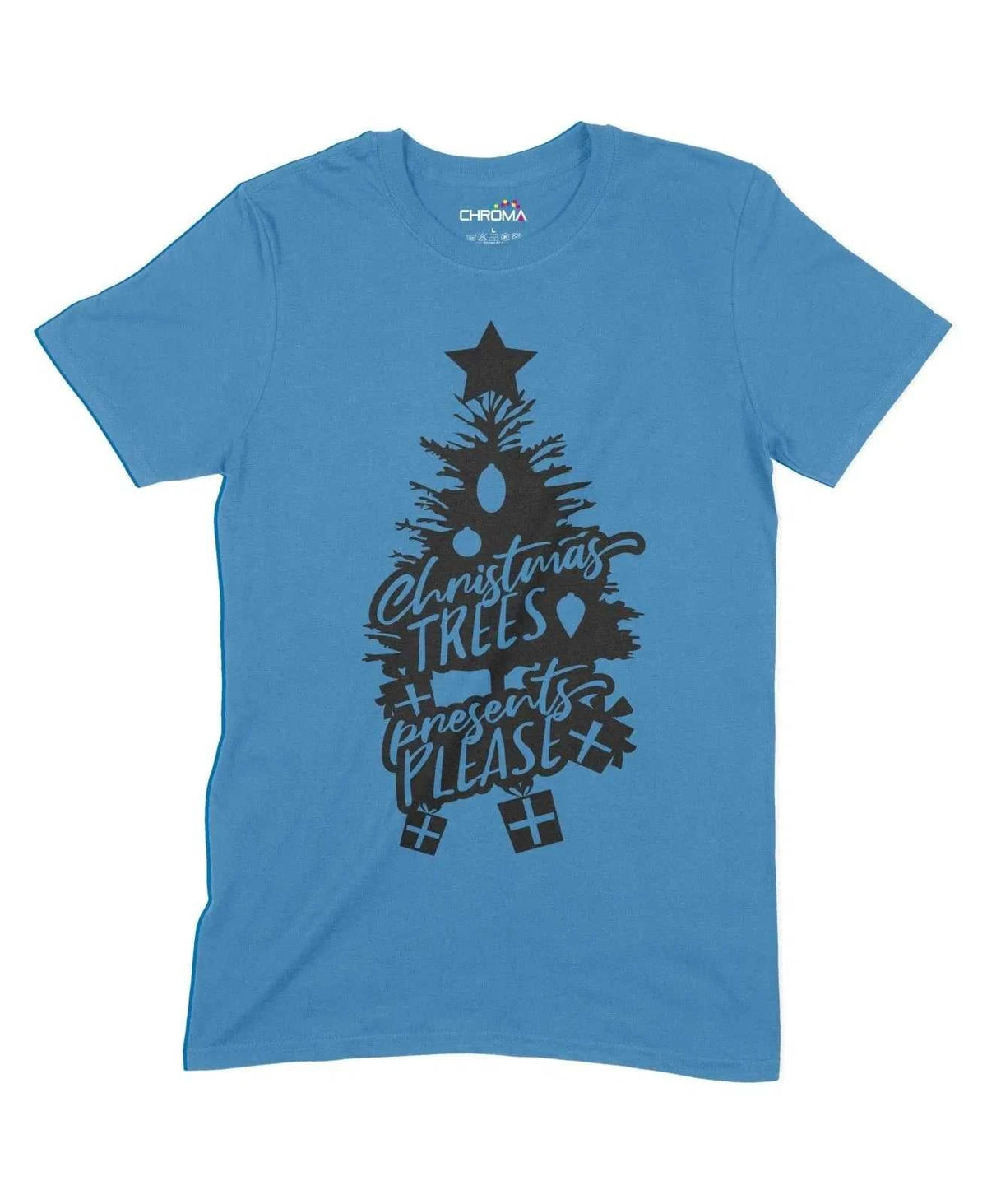 Christmas Tree Presents Please Unisex Adult T-Shirt Chroma Clothing