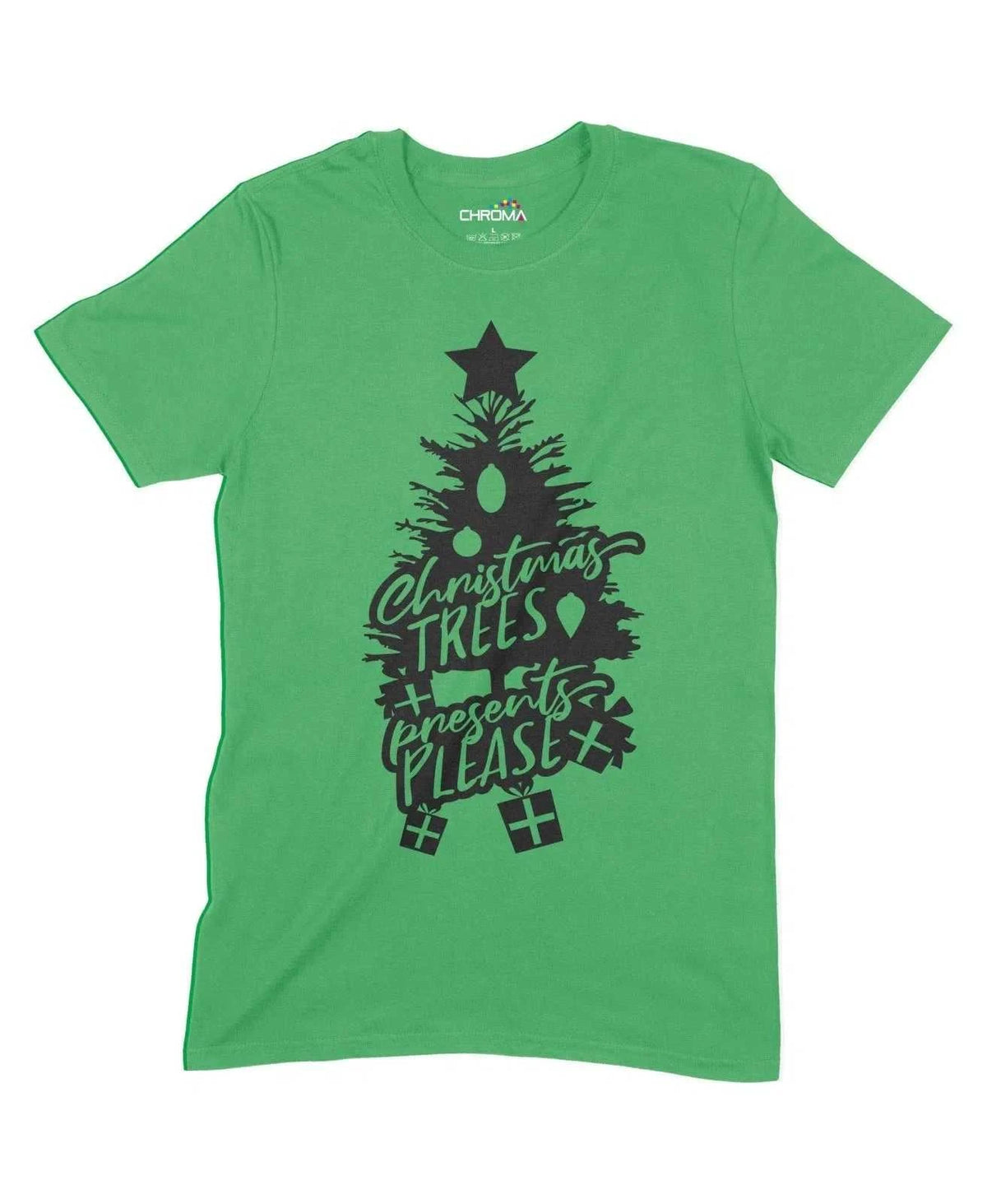 Christmas Tree Presents Please Unisex Adult T-Shirt Chroma Clothing