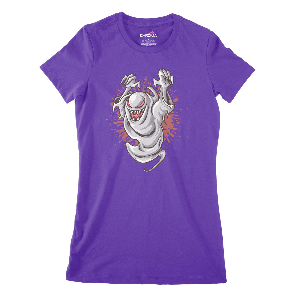 Classic Ghost Women's Classic Fitted T-Shirt | Premium Halloween Cloth Chroma Clothing